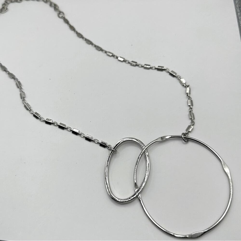 Chico's Silver tone Chain Necklace double overlapping triple circle modern